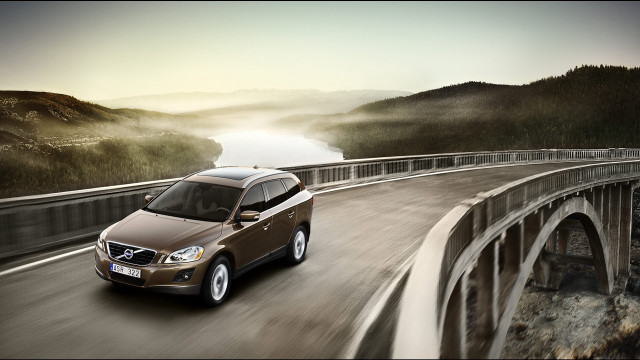 Car driving road bridge mountains free wallpaper for desktop - medium preview image