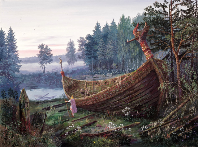 Boat forest person child standing free wallpaper - medium preview image