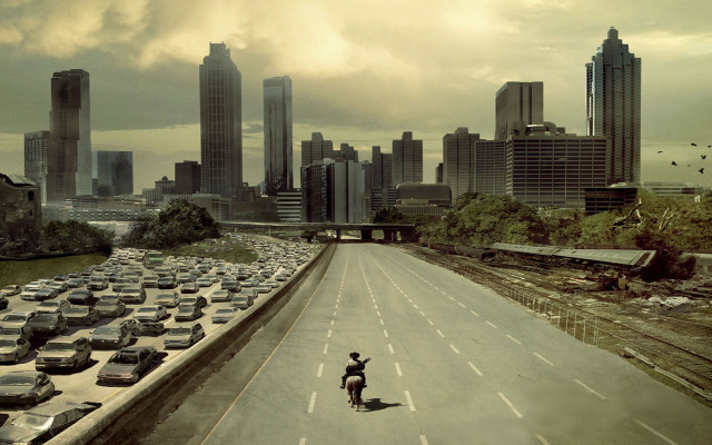 Skateboarder ruins cityscape sunset tower free wallpaper - medium preview image