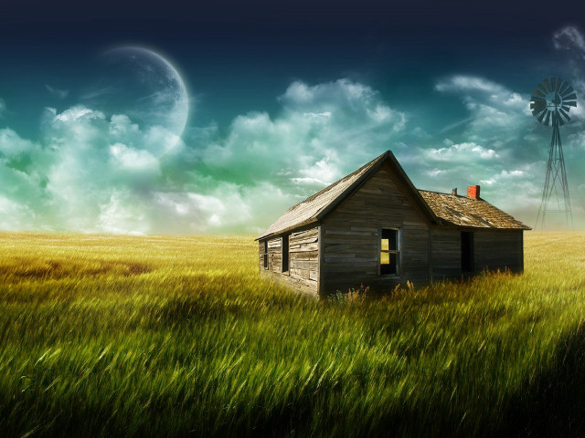 House field windmill clouds sky #3 free wallpaper - medium preview image