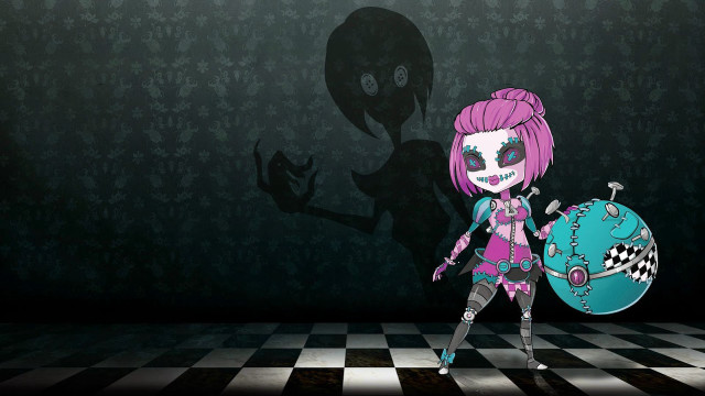 Cartoon character blue ball checkered free wallpaper - medium preview image
