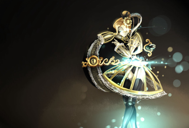 Woman dress gold blue design free wallpaper - medium preview image