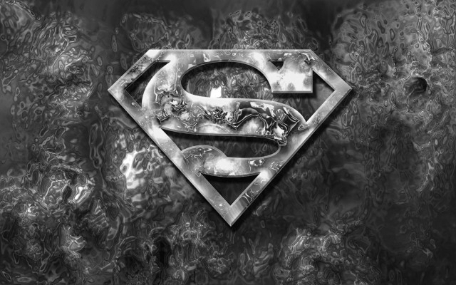 Superman logo black white silver free wallpaper - medium preview image