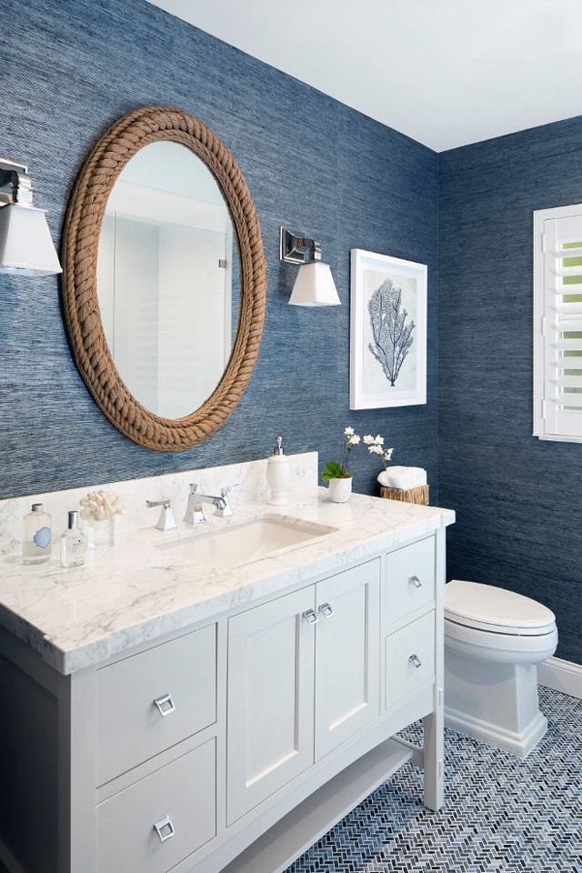 Bathroom blue wall white toilet free wallpaper - medium preview image