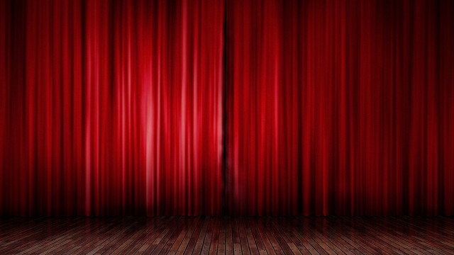 Red curtain wooden floor theatrical free wallpaper - medium preview image