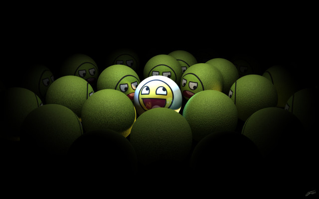 Green balls with faces group free wallpaper - medium preview image