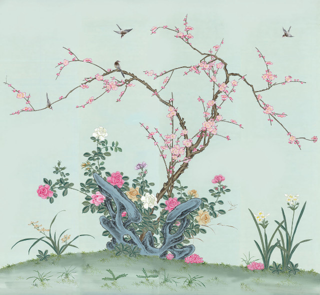 Tree pink flowers birds blue free wallpaper - medium preview image