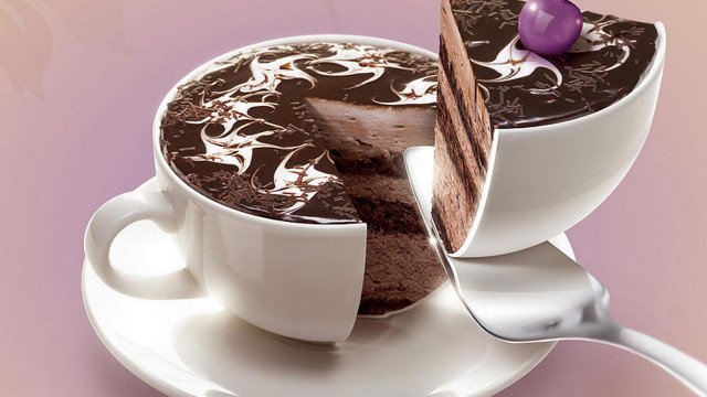 Cake plate coffee spoon dessert free wallpaper - medium preview image