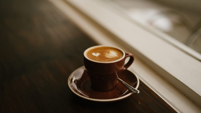 Coffee cup saucer table window free wallpaper - medium preview image