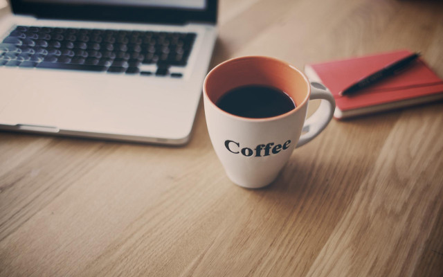 Coffee cup laptop notebook desk free wallpaper - medium preview image