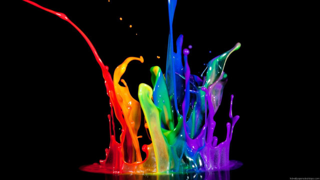 Rainbow liquid splash black background #2 free wallpaper - medium preview image
