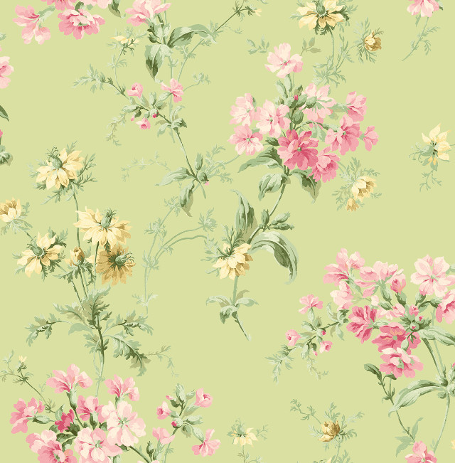 Green flower background pink yellow free wallpaper - medium preview image