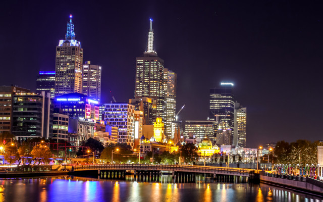 City skyline night bridge river #25 free wallpaper - medium preview image