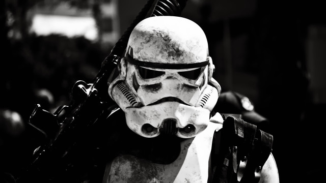 Stormtrooper gun helmet bw moon free wallpaper - medium preview image