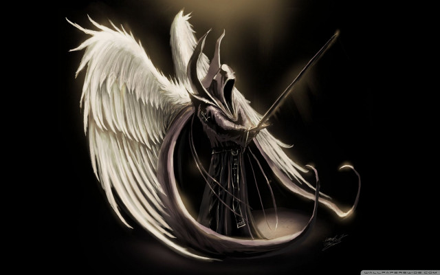 Angel sword wings black background free wallpaper - medium preview image
