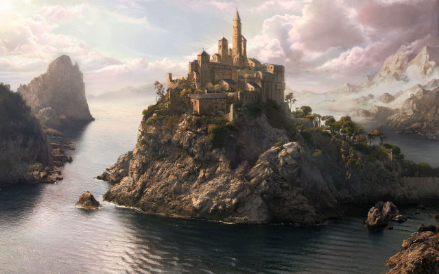Castle rock lake boat mountain free wallpaper - medium preview image