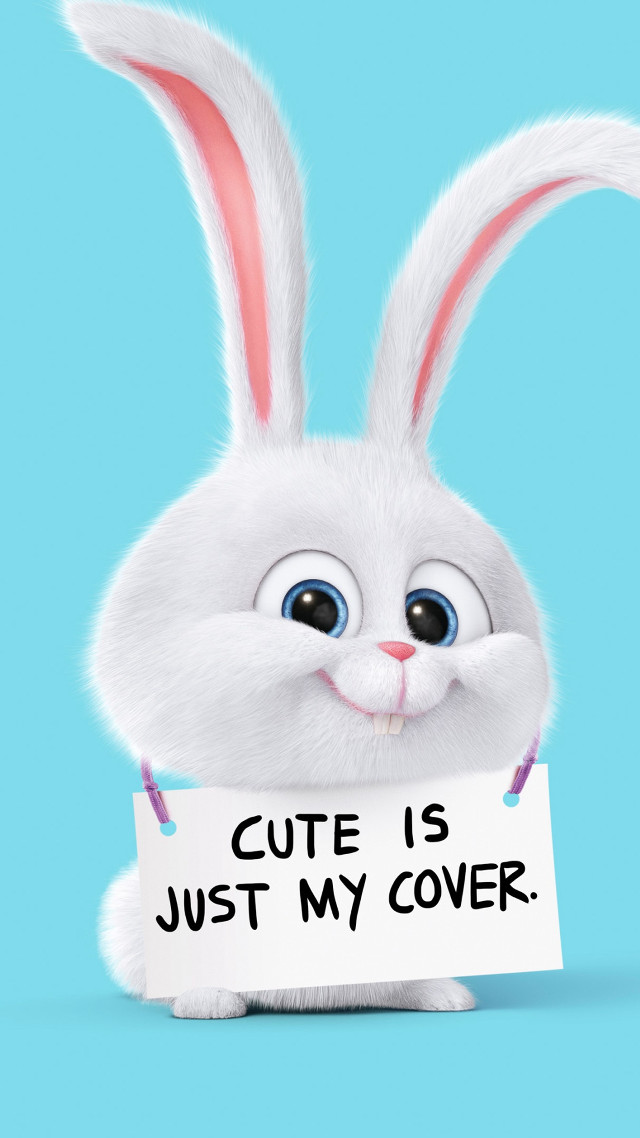 White rabbit holding sign cute free wallpaper - medium preview image