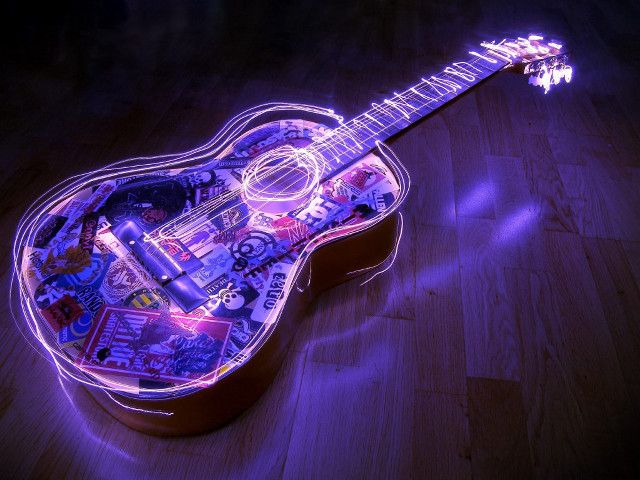 Guitar stickers wooden floor purple #5 free wallpaper - medium preview image