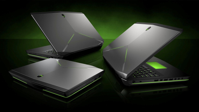 Laptops table black surface green #2 free wallpaper - medium preview image