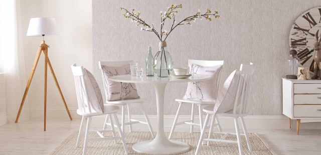 White table four chairs vase free wallpaper - medium preview image