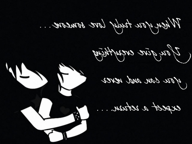 Couple hugging dark quote above free wallpaper - medium preview image