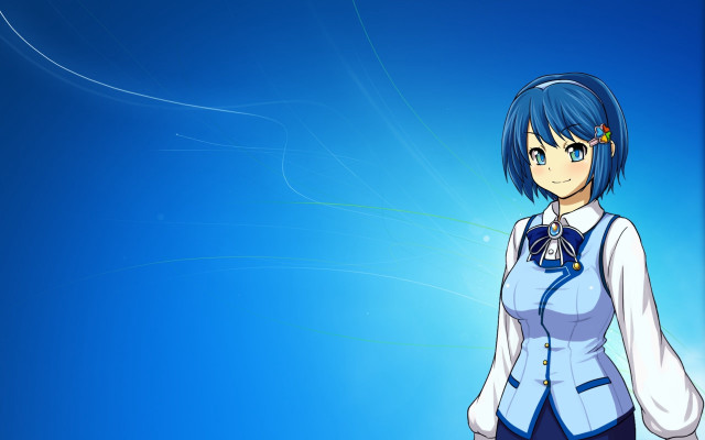 Anime girl blue hair blue free wallpaper - medium preview image