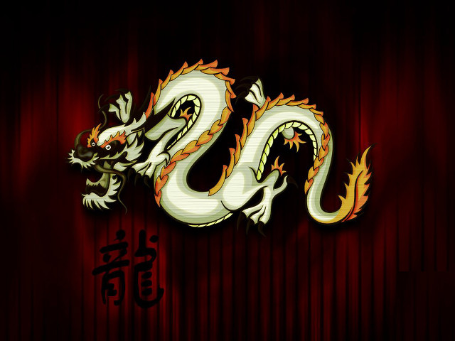 White dragon red yellow characters free wallpaper - medium preview image