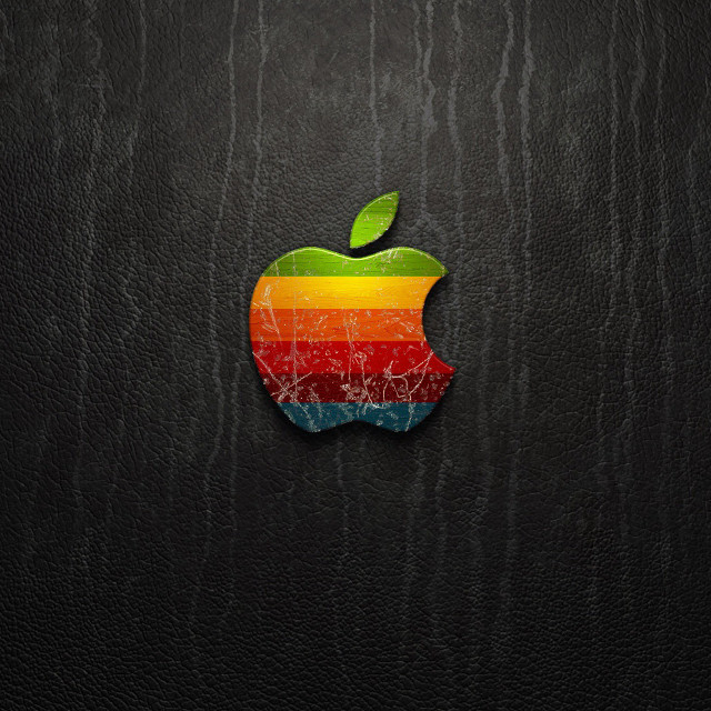 Apple logo black leather rainbow #2 free wallpaper - medium preview image
