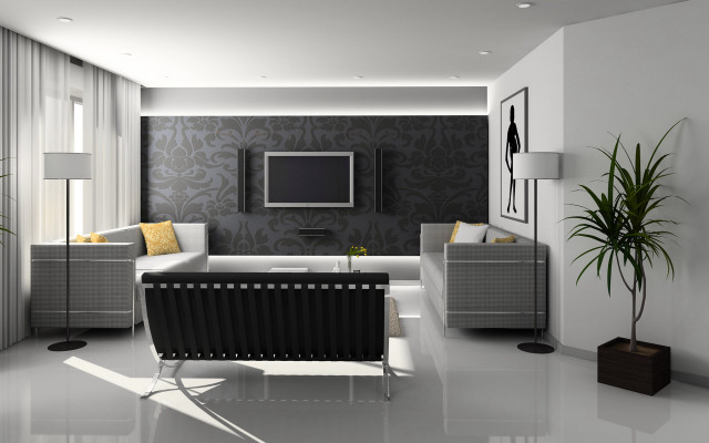 Living room television couch plant free wallpaper - medium preview image