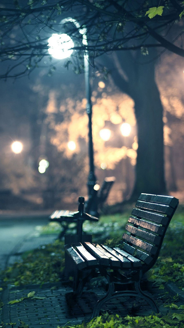 Park bench sidewalk tree night free wallpaper - medium preview image