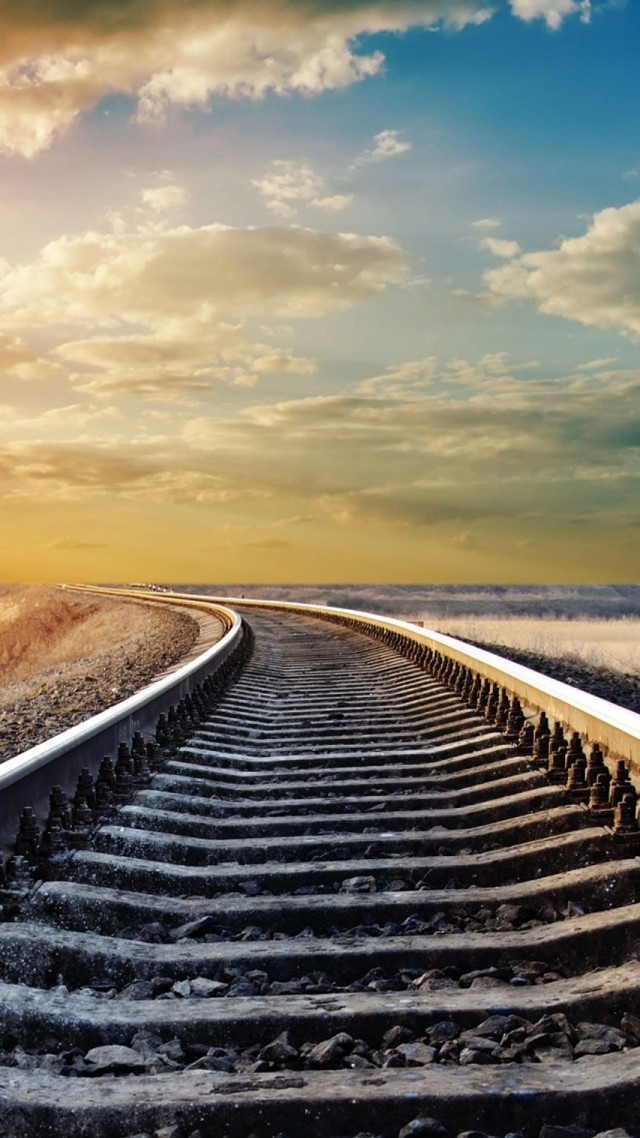Train track sunset clouds mountain free wallpaper - medium preview image