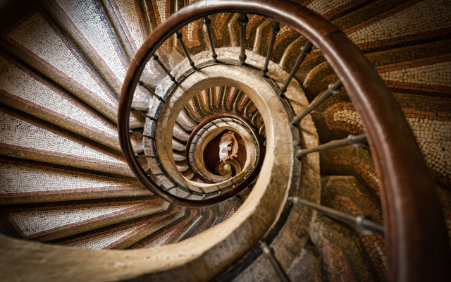 Spiral staircase person center brown free wallpaper - medium preview image