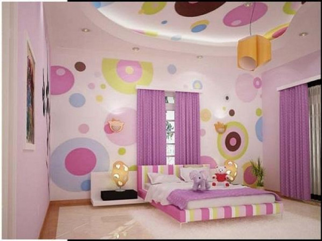 Pink bed purple curtains rug free wallpaper - medium preview image