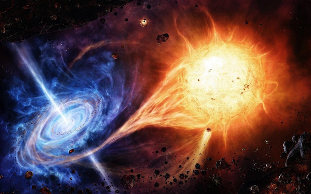 Colorful star blackhole blue disk #3 free wallpaper - medium preview image