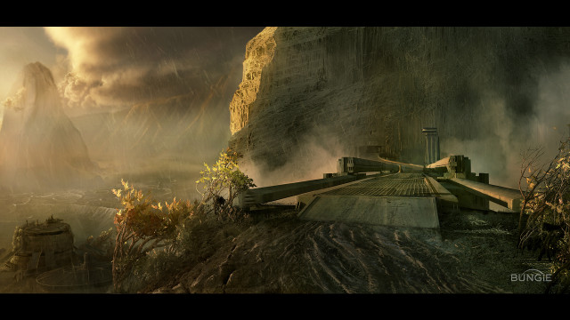 Bridge mountain landscape foggy sky free wallpaper - medium preview image