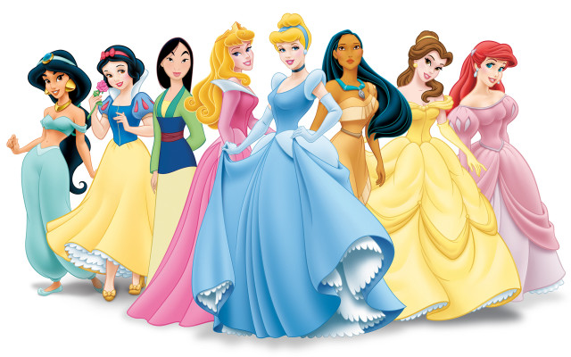 Princesses dresses tiara group standing free wallpaper - medium preview image