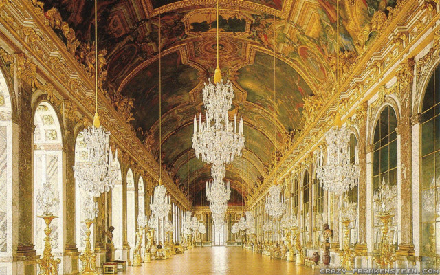 Gold ceiling chandeliers neoclassic flemish free wallpaper - medium preview image