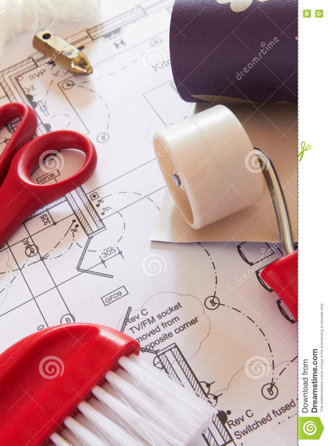 Scissors tape construction plan roller free wallpaper - medium preview image