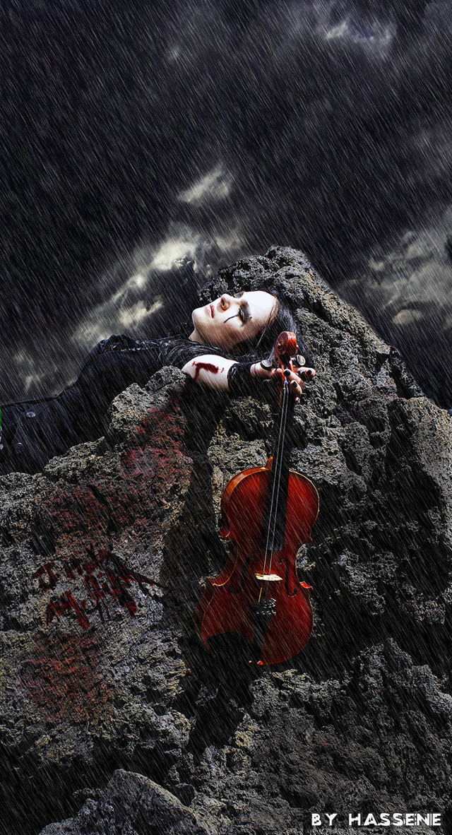 Woman violin rock rain cloudy free wallpaper - medium preview image