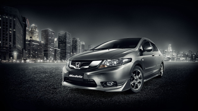 Silver car city night lights free wallpaper - medium preview image