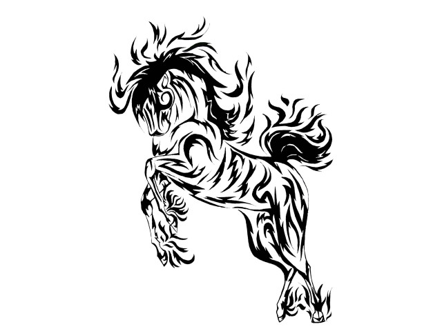 Black white horse pattern drawing free wallpaper - medium preview image