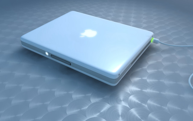 White apple laptop green cord free wallpaper - medium preview image