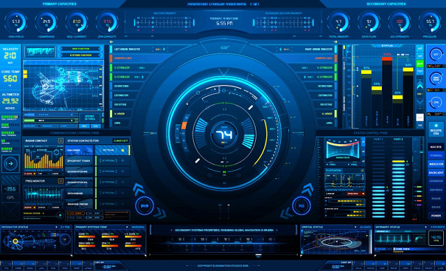 Futuristic blue background electronic devices free wallpaper - medium preview image