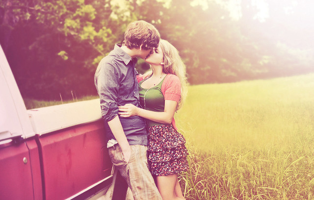 Man woman truck field grass free wallpaper for desktop - medium preview image