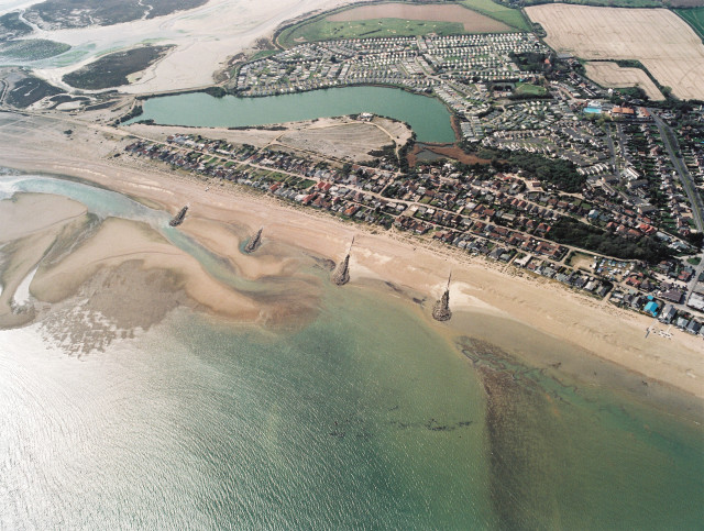 Aerial beach city plane window free wallpaper - medium preview image