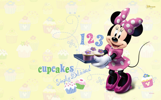 Minnie mouse holding tray cupcakes free wallpaper - medium preview image