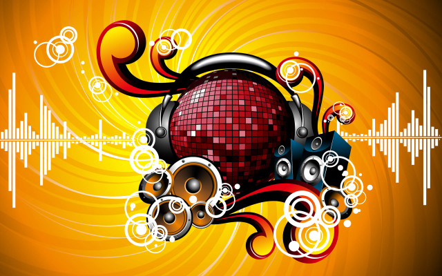 Disco ball music sound waves free wallpaper - medium preview image