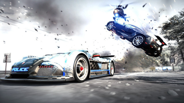 Car flying over car helicopter free wallpaper - medium preview image