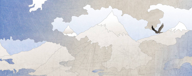 Bird flying mountain range clouds free wallpaper - medium preview image