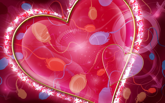 Heart shaped red background gold #3 free wallpaper - medium preview image